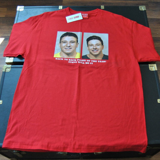 Nelk Boys Full Send "Steve will do it" X-Large Red Short Sleeve Shirt