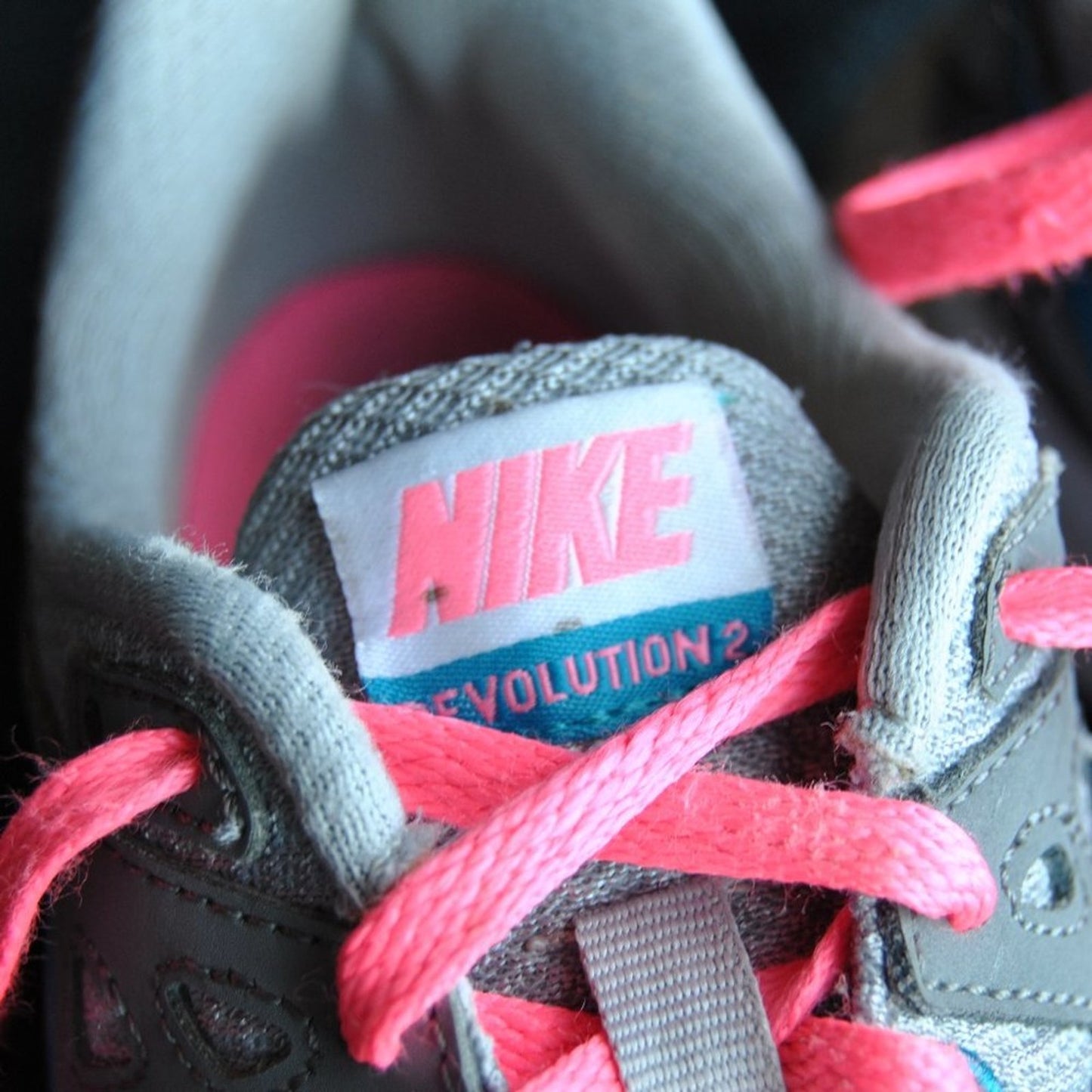 Nike Revolution 2 Running Shoes Size: 7 Women's Gray and Blue with Pink Laces