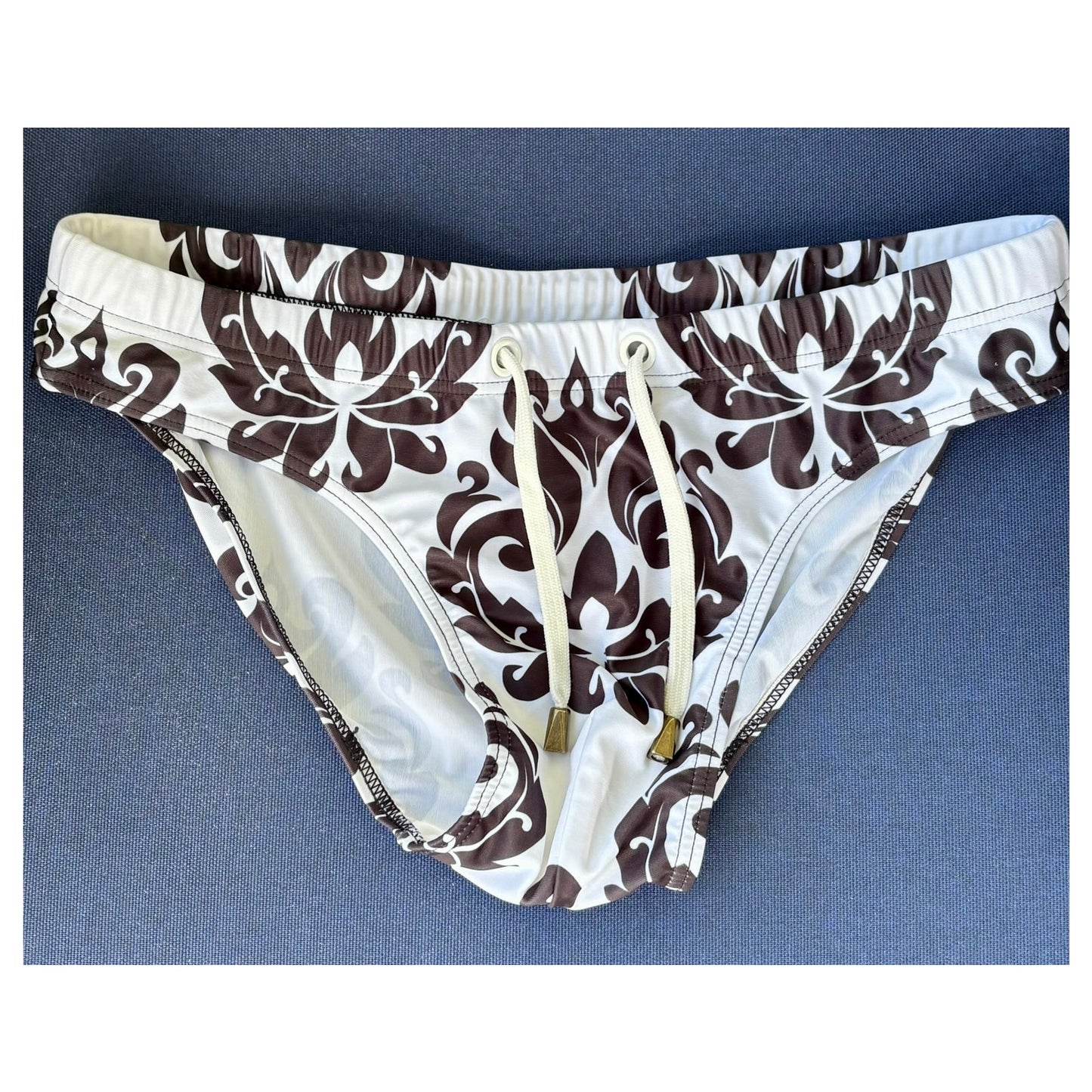 Marcuse White and Black Classy Pattern Swim Brief Size: Medium
