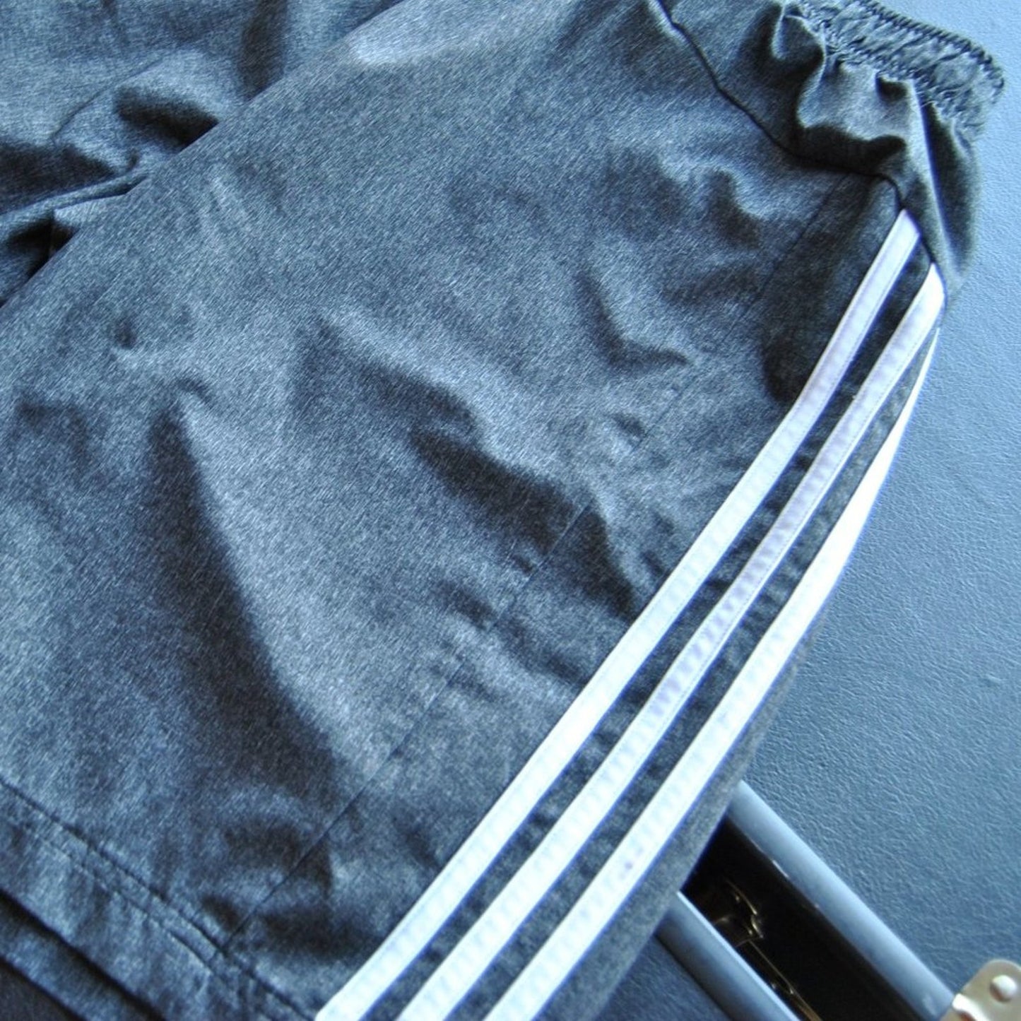 Adidas Small Gray w/ White Stripes Basketball Shorts