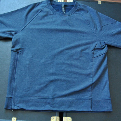 Lululemon Medium Blue Crewneck Sweater w/ 1/2 zip Side w/ Hidden Pocket