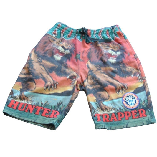 Akoo Hunter Trapper Small Lion & design Pattern Shorts w/ Pockets