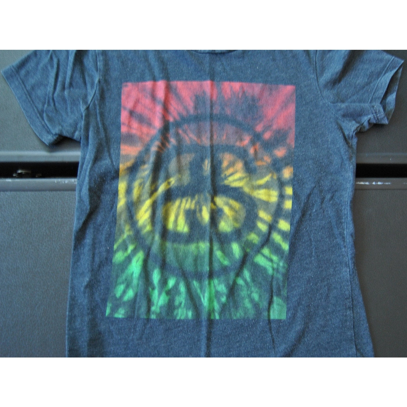 Stuzzy X-Small Dark Gray Short Sleeve Shirt with Tie Dye Design Pattern
