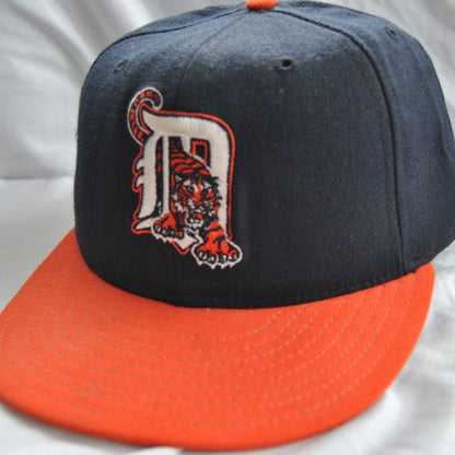 Vintage Detroit Tiger New Era Fitted Hat 7 3/8 Navy/Black & Orange