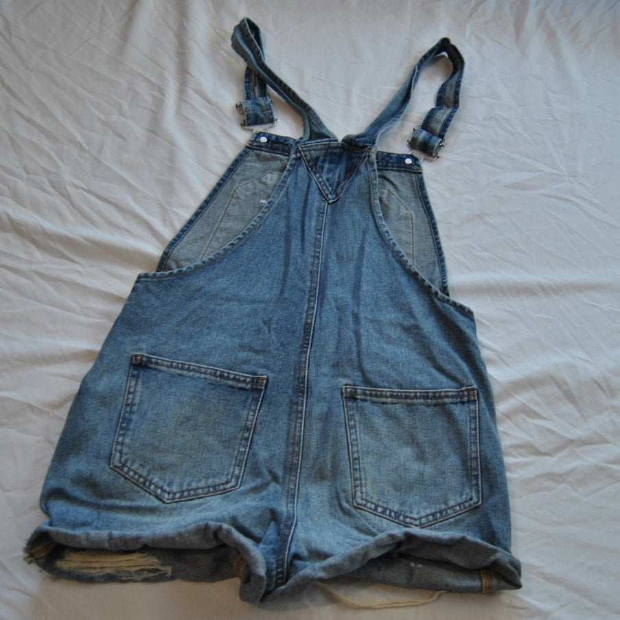 Wild Fable Dark Blue Denim Jean Overalls Shorts Small