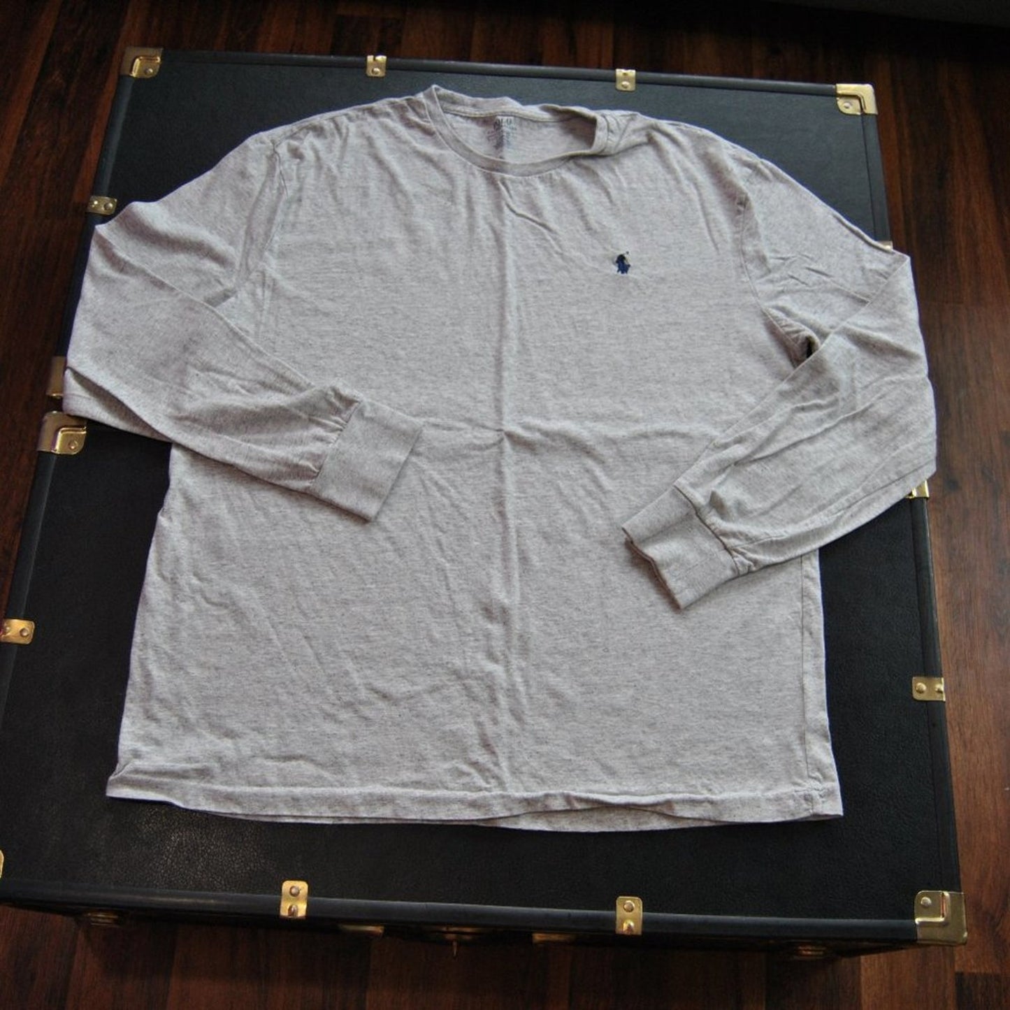 Ralph Lauren Large Gray with Blue Logo  Long Sleeve Shirt