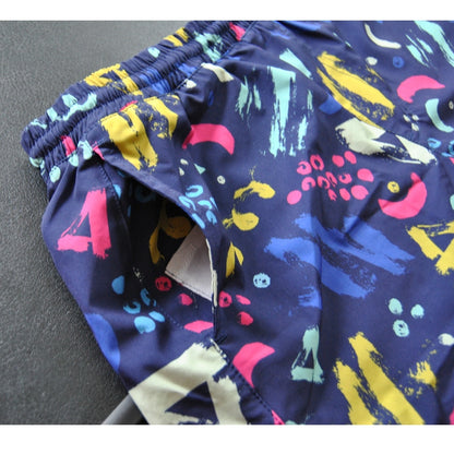 Maamgic Blue Pattern 2 in 1 Stretch Short Lined Gym Shorts