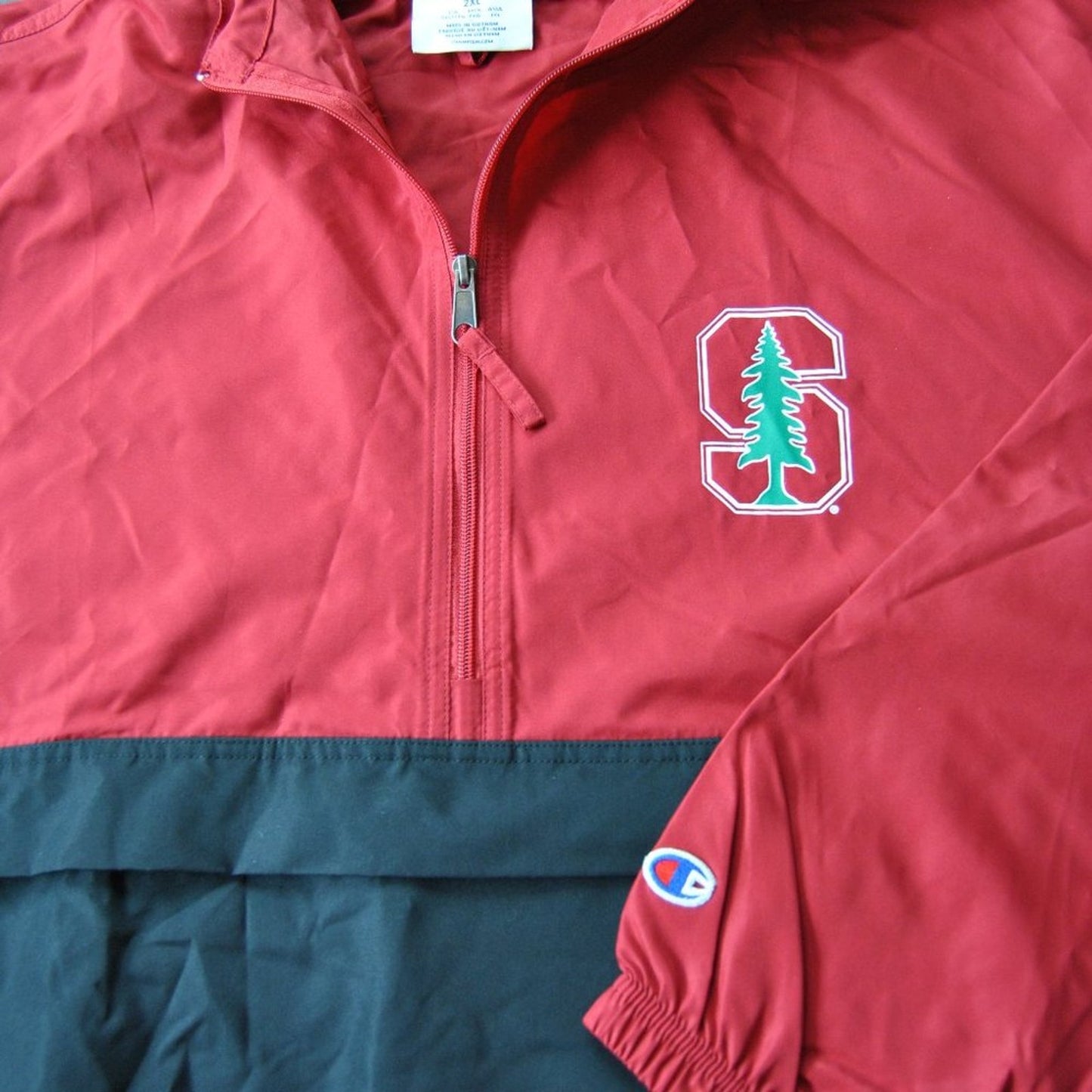 Stanford University XXL Champion Windbreaker Hoodie w/ Pockets Red & Black