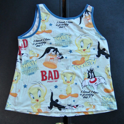 Looney Tunes Tweety & Sylvester Large White Tank Top