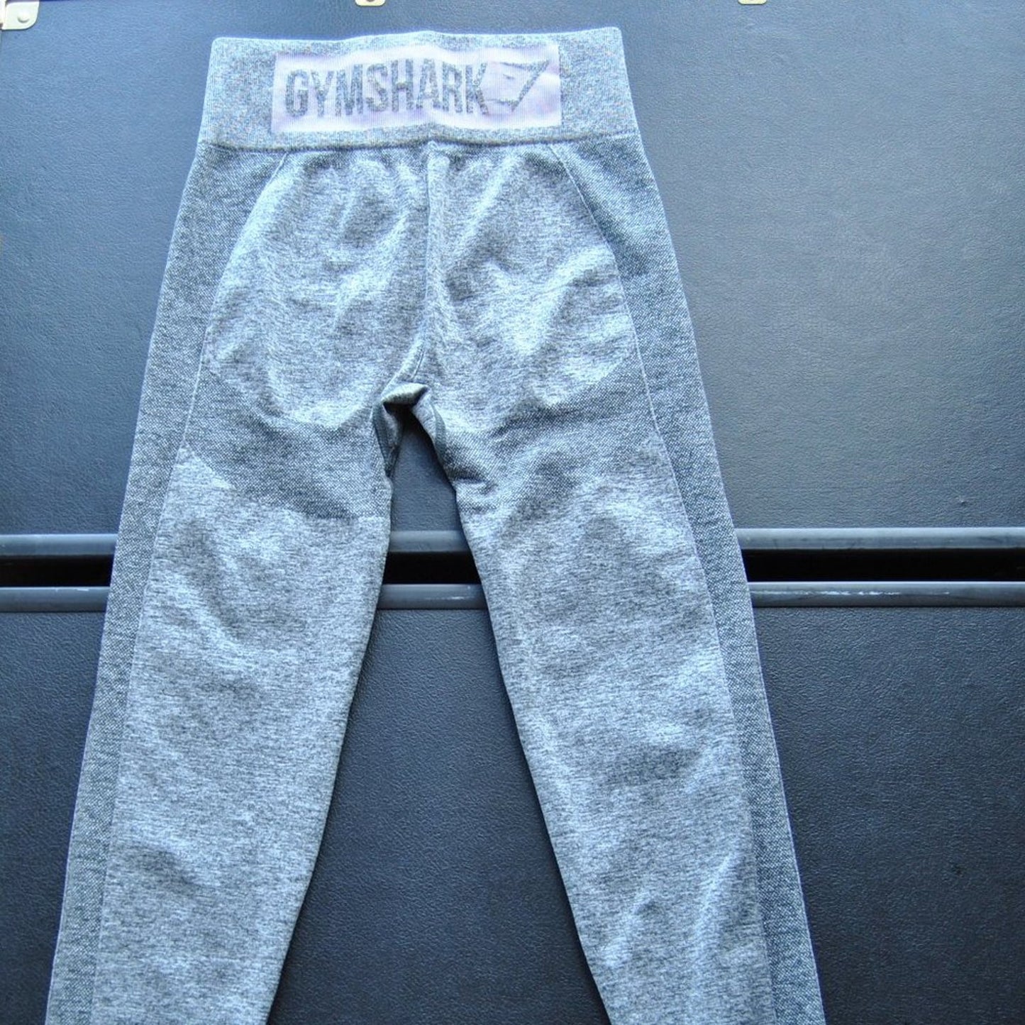 Gymshark X-Small Gray w/ Purple Logo Leggings