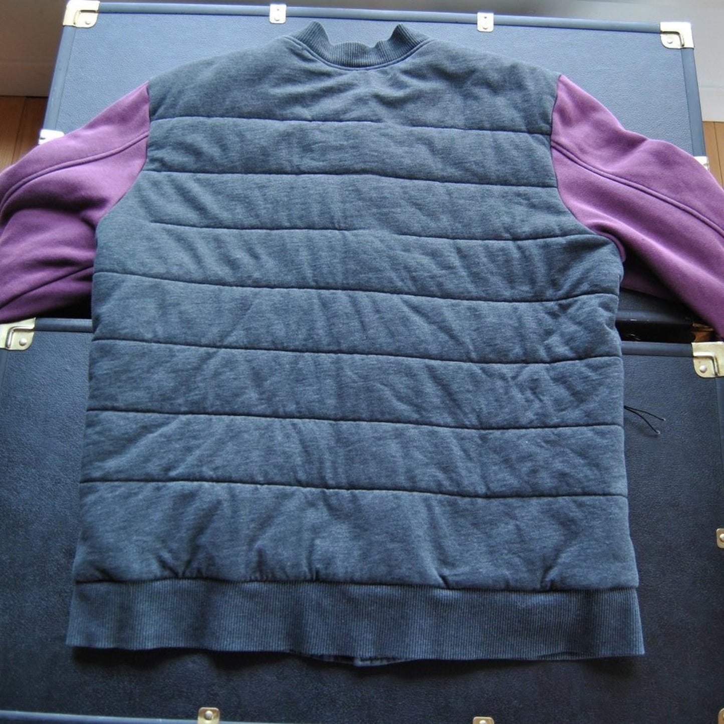 Puma Large Gray & Purple Full Button-Up Coat with Pockets