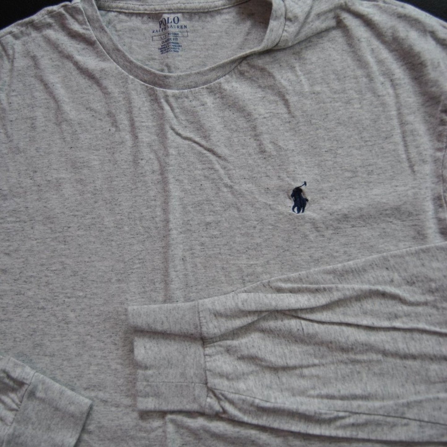 Ralph Lauren Large Gray with Blue Logo  Long Sleeve Shirt