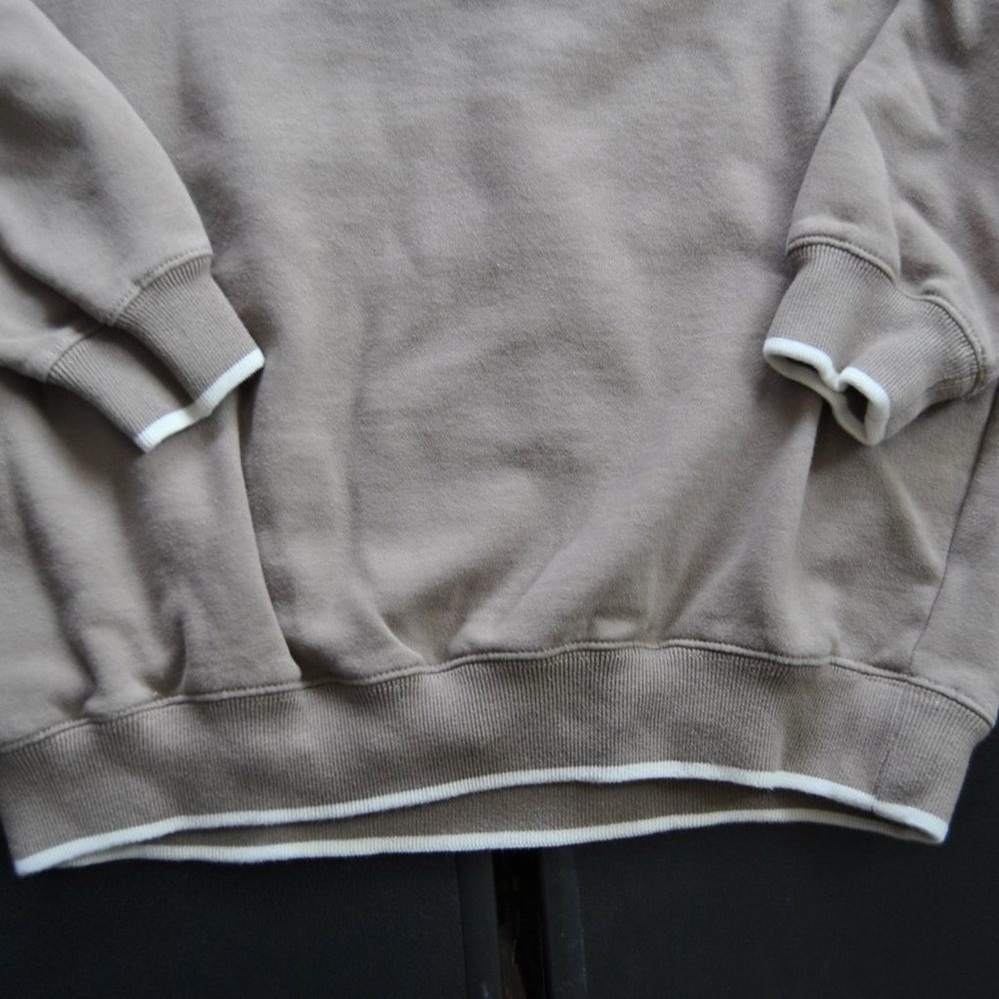 Tan Embroidered Nature Scene Large Crewneck Sweater