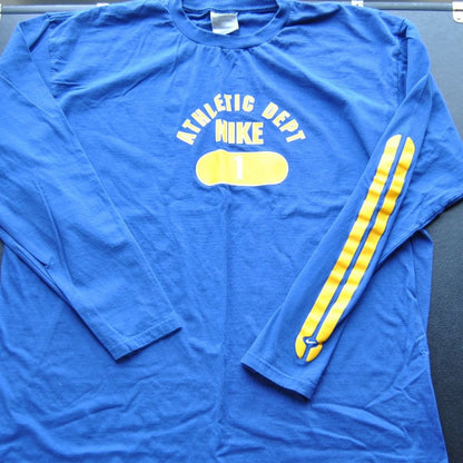 Nike Athletic Dept Blue and Yellow Long Sleeve Shirt X-Large Vintage
