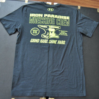 Project Rock Under Armour Iron Paradise Wrecking Crew Medium Black SS Shirt