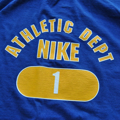 Nike Athletic Dept Blue and Yellow Long Sleeve Shirt X-Large Vintage
