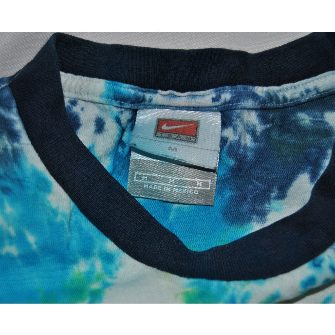 University of Michigan Vintage Nike Tie-Dye 3/4 Sleeve White Blue Yellow Medium