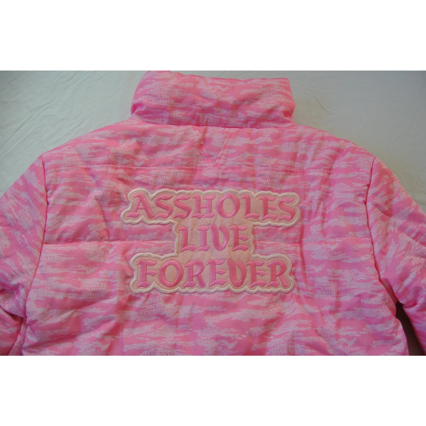 A**holes Live Forever Pink Medium Winter Full Zip Up Jacket