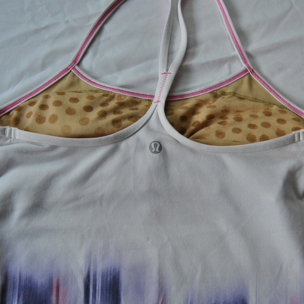 Lululemon Brushstroke Design White Tank Top