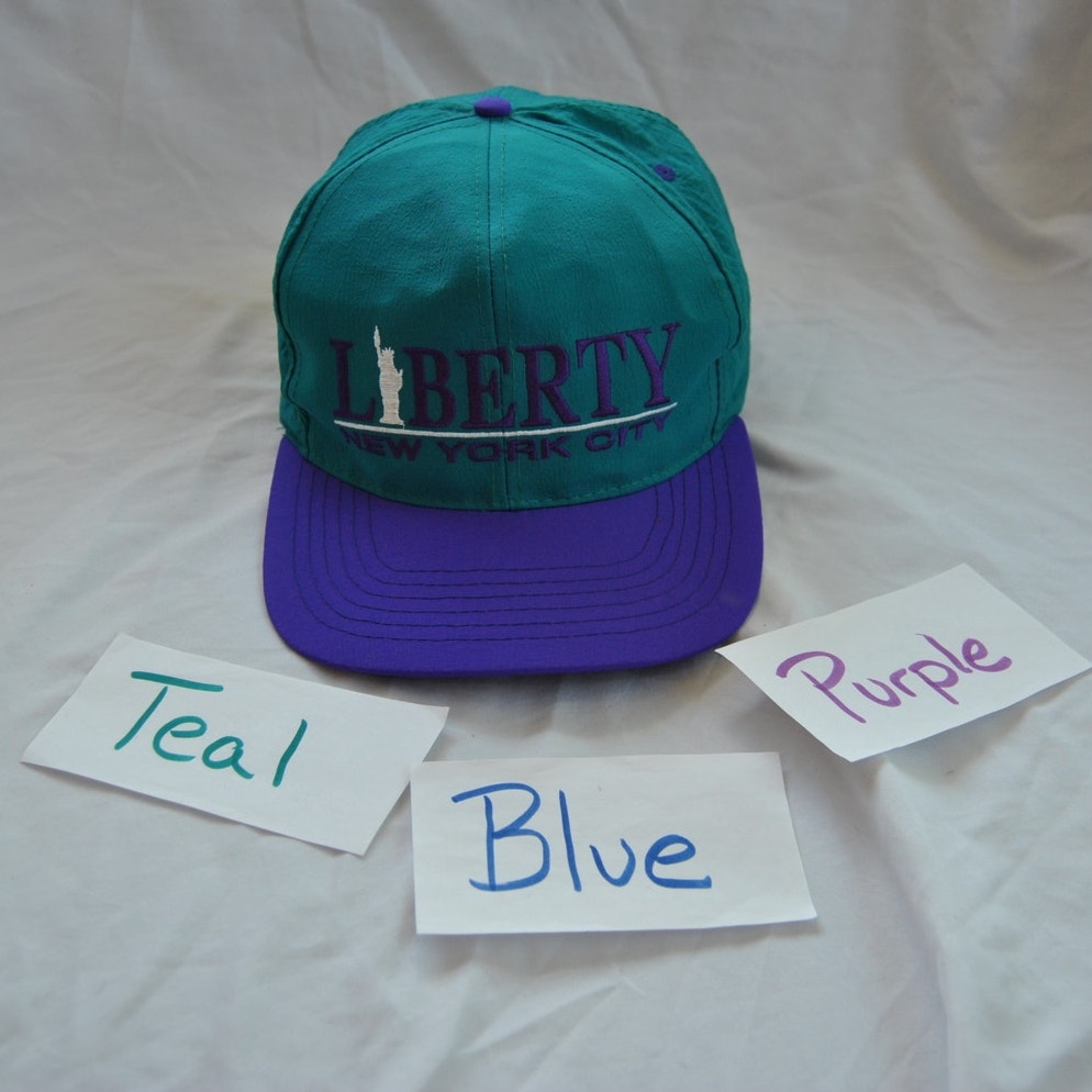 Statue Liberty New York City 90s Vintage Teal & Purple Snapback Hat