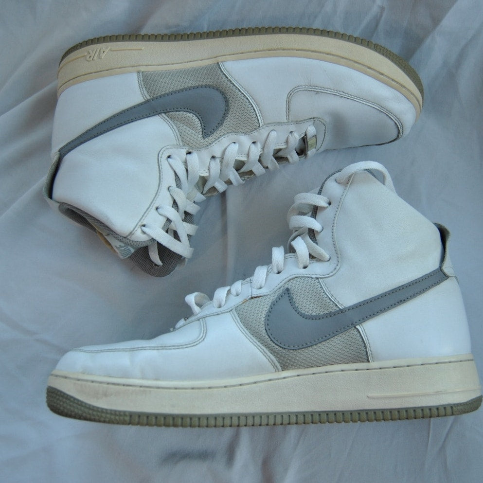 Nike Air Force 1 High Top Shoes Gray White