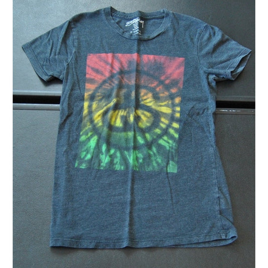 Stuzzy X-Small Dark Gray Short Sleeve Shirt with Tie Dye Design Pattern