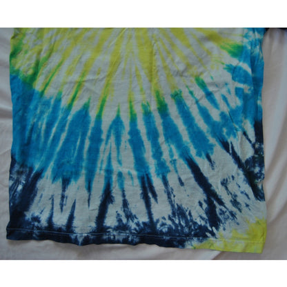 University of Michigan Vintage Nike Tie-Dye 3/4 Sleeve White Blue Yellow Medium