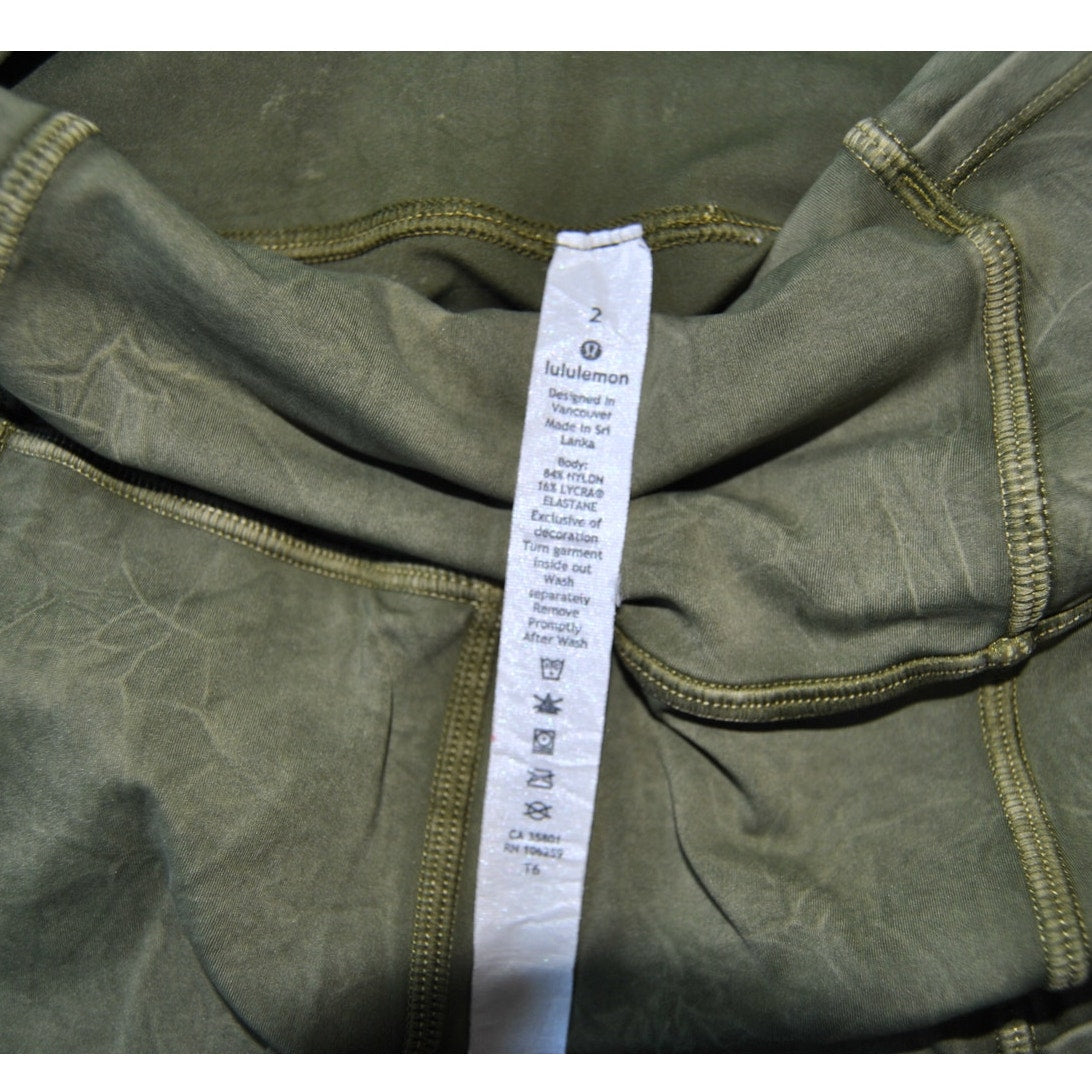 Lululemon Fast Free High Rise Tight Ice Dye Wash Moss Green Size 2 Shorts