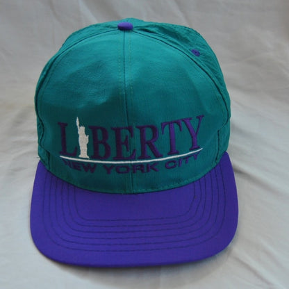 Statue Liberty New York City 90s Vintage Teal & Purple Snapback Hat