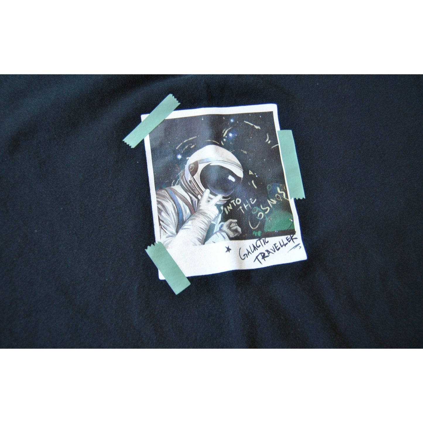 Urban Revivo Black Astronaut Polaroid Short Sleeve Shirt