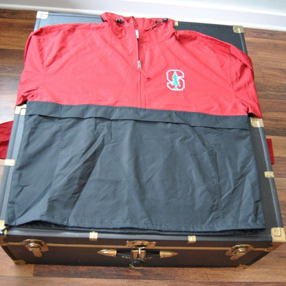 Stanford University XXL Champion Windbreaker Hoodie w/ Pockets Red & Black