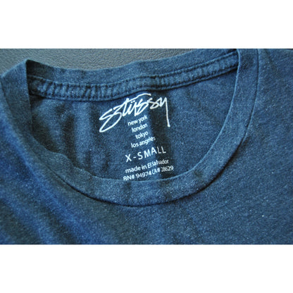 Stuzzy X-Small Dark Gray Short Sleeve Shirt with Tie Dye Design Pattern
