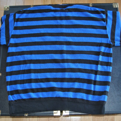 California Hi-Way 1 Black & Blue Striped Large Vintage Crewneck Sweater