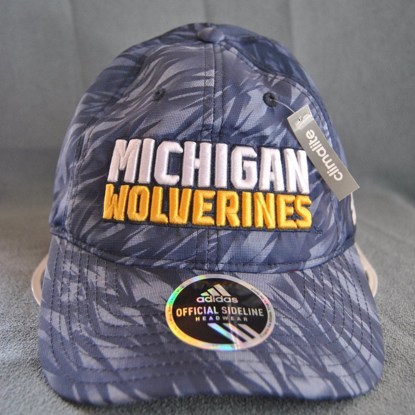 Adidas University of Michigan Blue Pattern Wolverine Snap Back Hat (New)