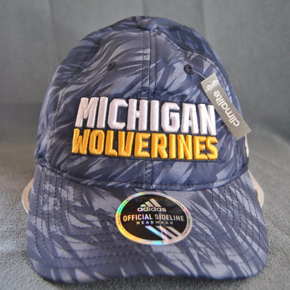 Adidas University of Michigan Blue Pattern Wolverine Snap Back Hat (New)