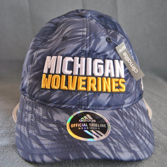 Adidas University of Michigan Blue Pattern Wolverine Snap Back Hat (New)