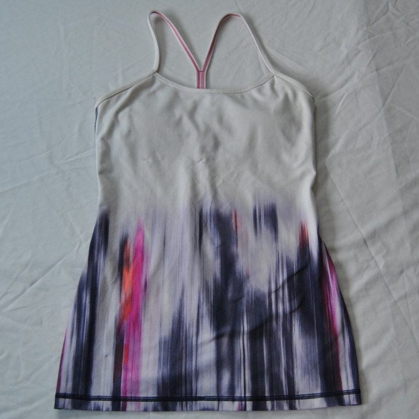 Lululemon Brushstroke Design White Tank Top