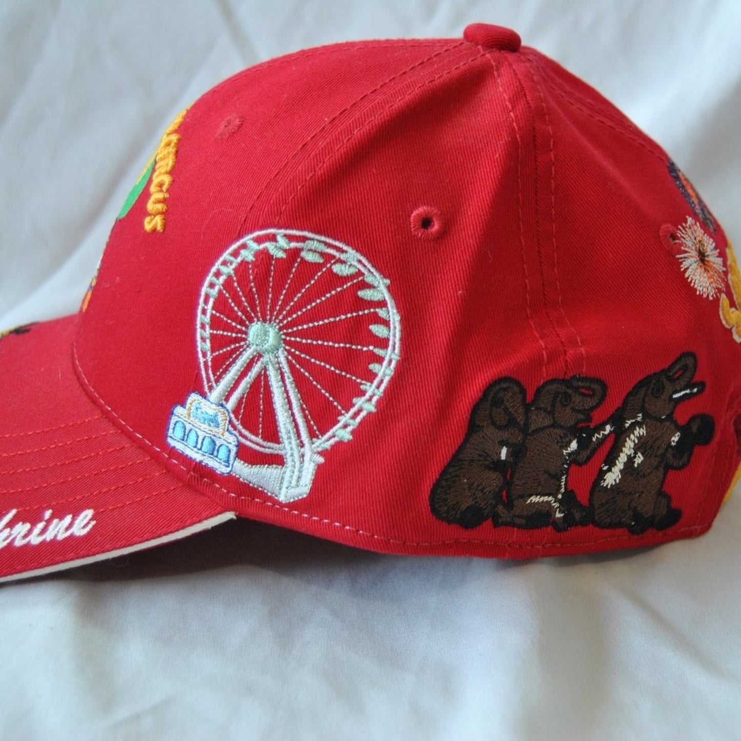 Syria Shrine Circus Vintage Red Embroidered Hat w/ Adjustable Strap
