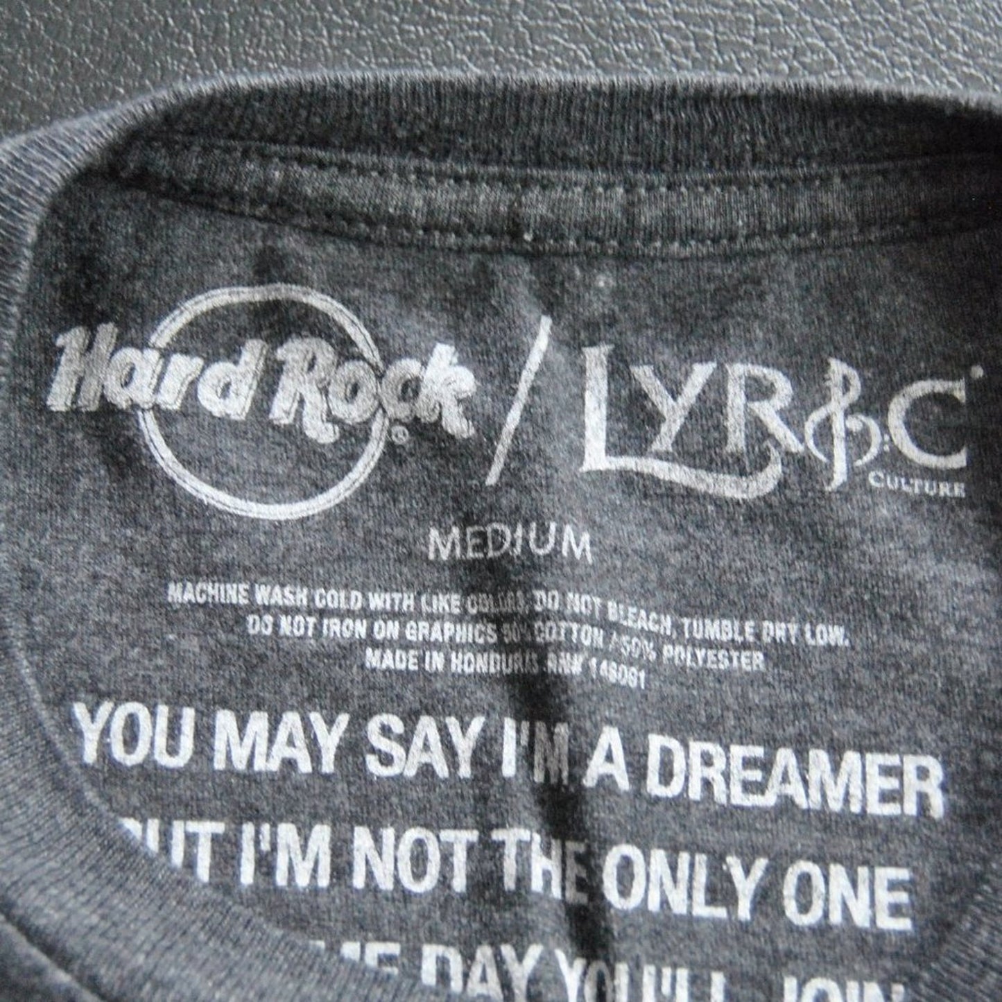 Hard Rock Café  Lyric Culture John Lennon Imagine Medium Gray Short Sleeve Shirt