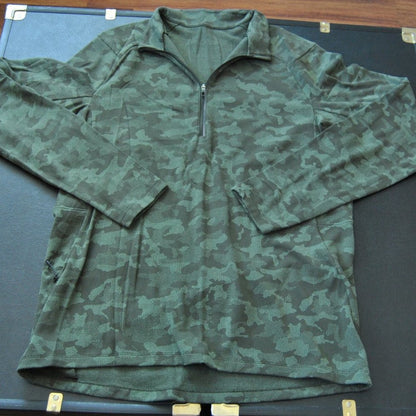 Lululemon Large Surge Warm Heritage Camo Olive Green 1/2 Zip Pullover