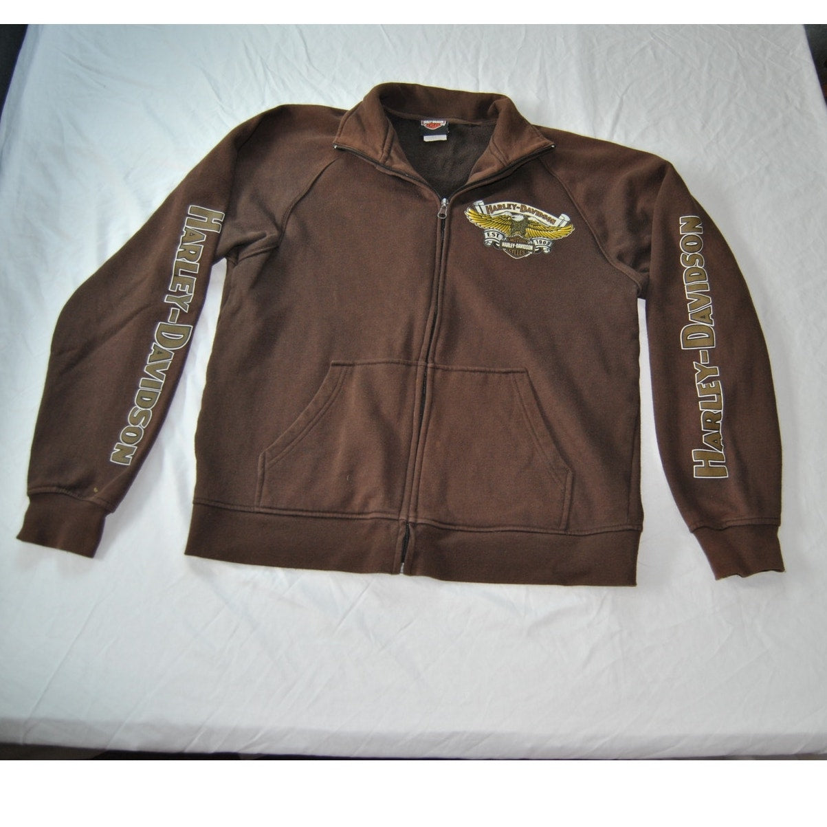Harley Davidson St. Petersburg, FL Brown Large Full Zip Up Sweater