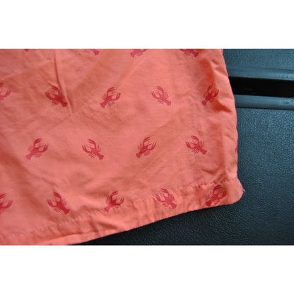Aquary Orange & Red Lobster Pattern Design w/ Pockets Swim Shorts Medium