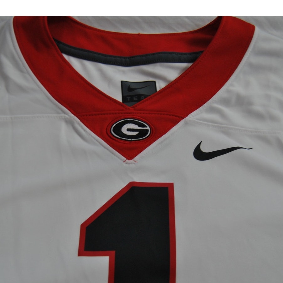 Georgia Bulldogs Team Jersey #1 White and Red Medium
