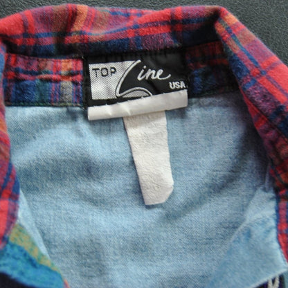 Looney Tunes Medium Jean Button Down Long Sleeve Shirt w/ Flannel Collar
