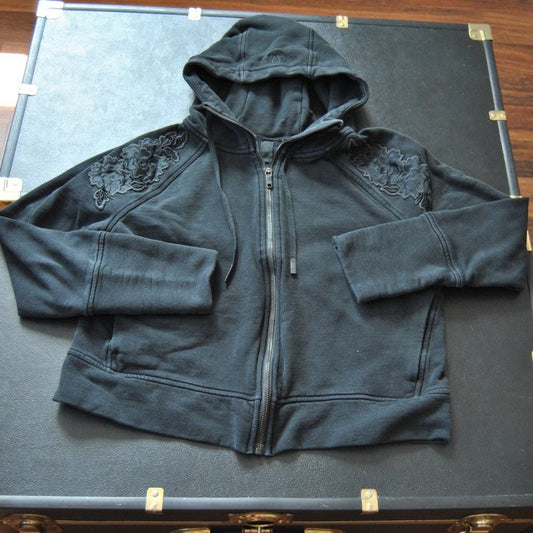 Lululemon Embroidered Floral Full Zip Up Crop Top Hoodie Size: 10 (Fit No-Tag)