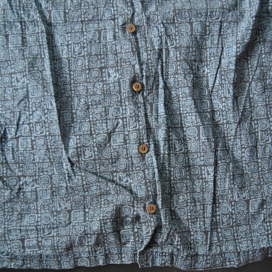 LL Bean Small Blue Short Sleeve Button Up Hawaiian Shirt