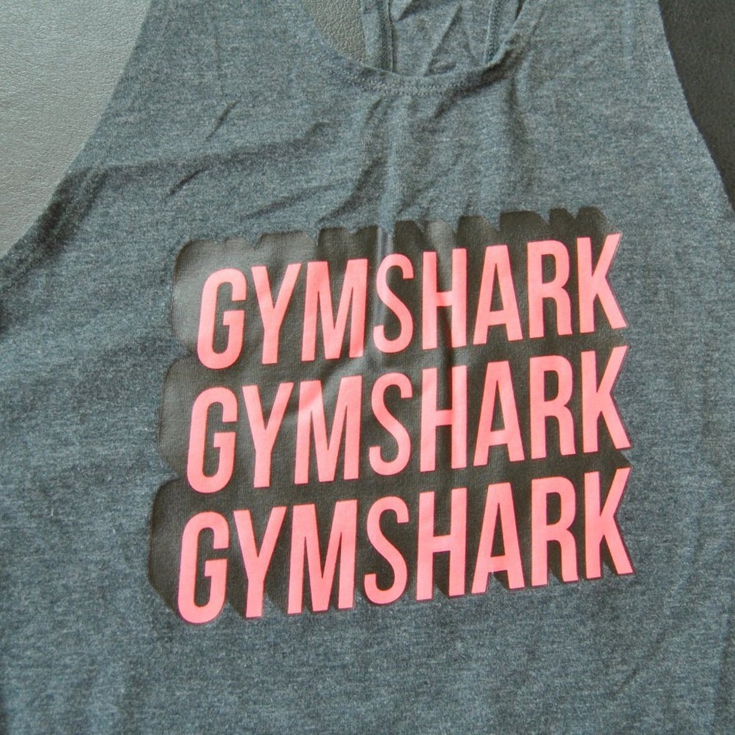 Gymshark Medium Gray w/ Pink Logo Razorback Tank Top