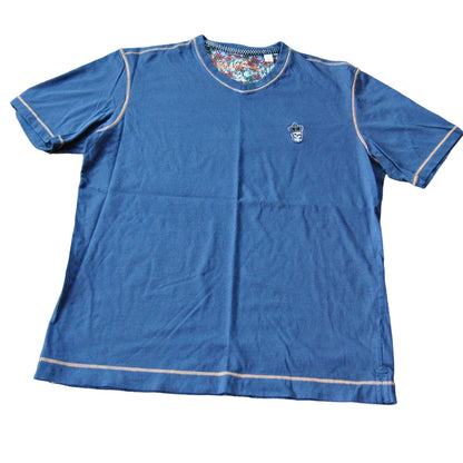 Robert Graham Medium Blue Short Sleeve Shirt w/ Small Skull Logo