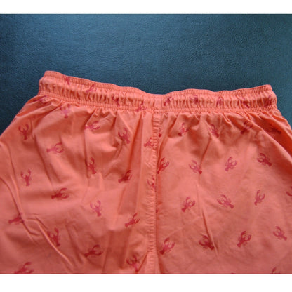 Aquary Orange & Red Lobster Pattern Design w/ Pockets Swim Shorts Medium