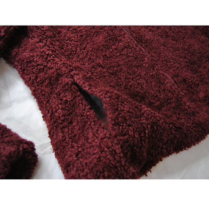 Pendleton Burgundy Pile Sherpa Fleece Flannel Wool Full Zip Jacket Medium